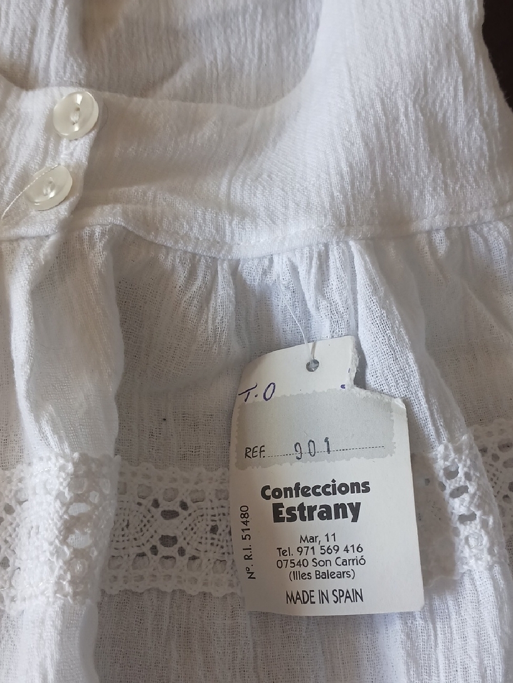 White Cotton Artesania Baby Dress - Picture 5 of 7